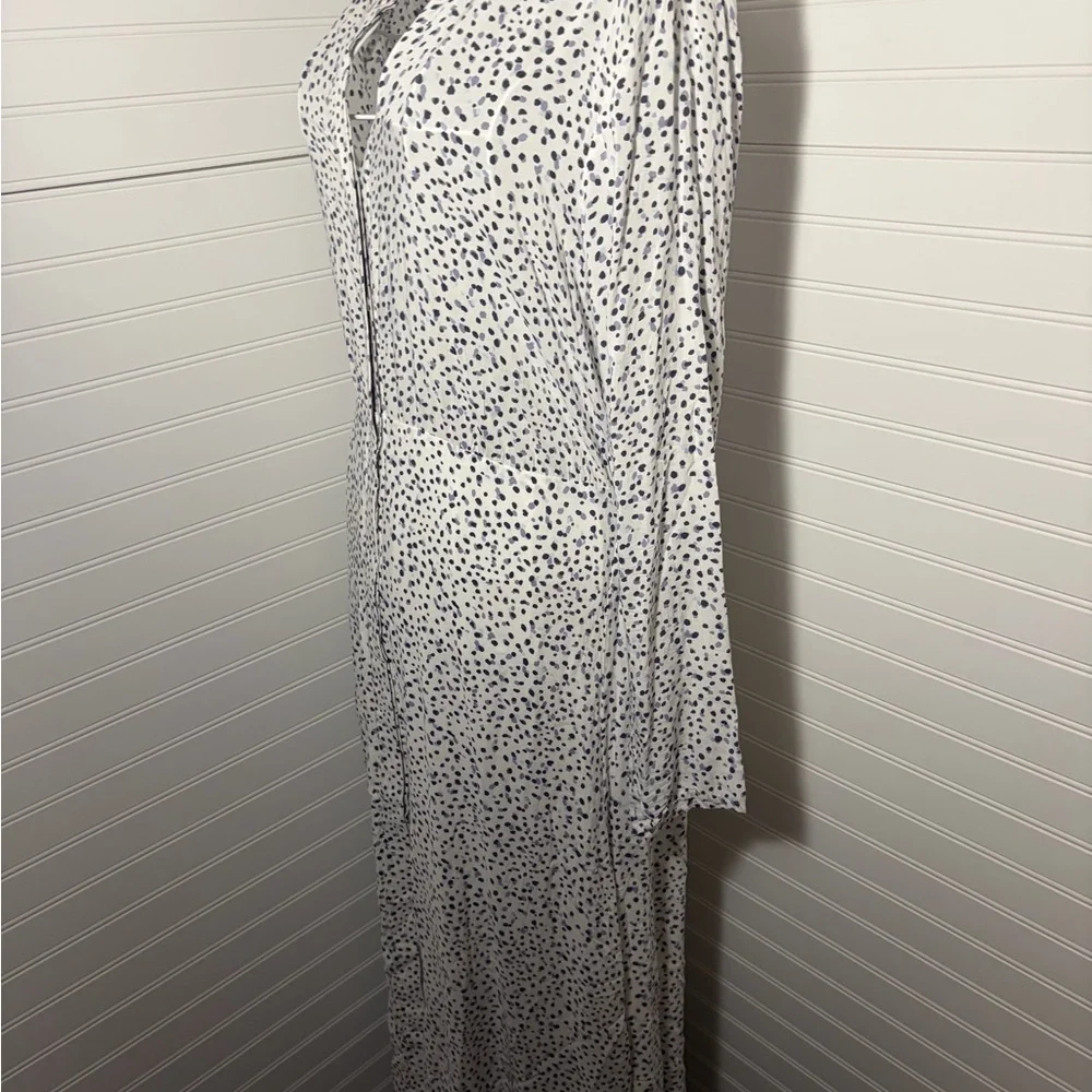 Anthropologie - Long Sleeve White Polka Dot Shirt Dress - Picture 10 of 11